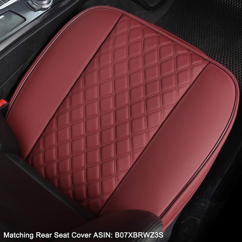 Black Panther 1 Piece PU Car Seat Cover Front Seat Protector Compatible with 90% Vehicles,Embroidery,Anti-Slip & Full Wrapping Bottom W55cm*D54cm(21.65''*21.26'') (1Piece,Burgundy) - Image 5